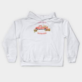 FARM FRESH EASTER EGGS - BUNNIES, TRUCK & VEGGIES Kids Hoodie